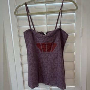 FREE PEOPLE Lace Eyelet Detail Tank Top Size Small